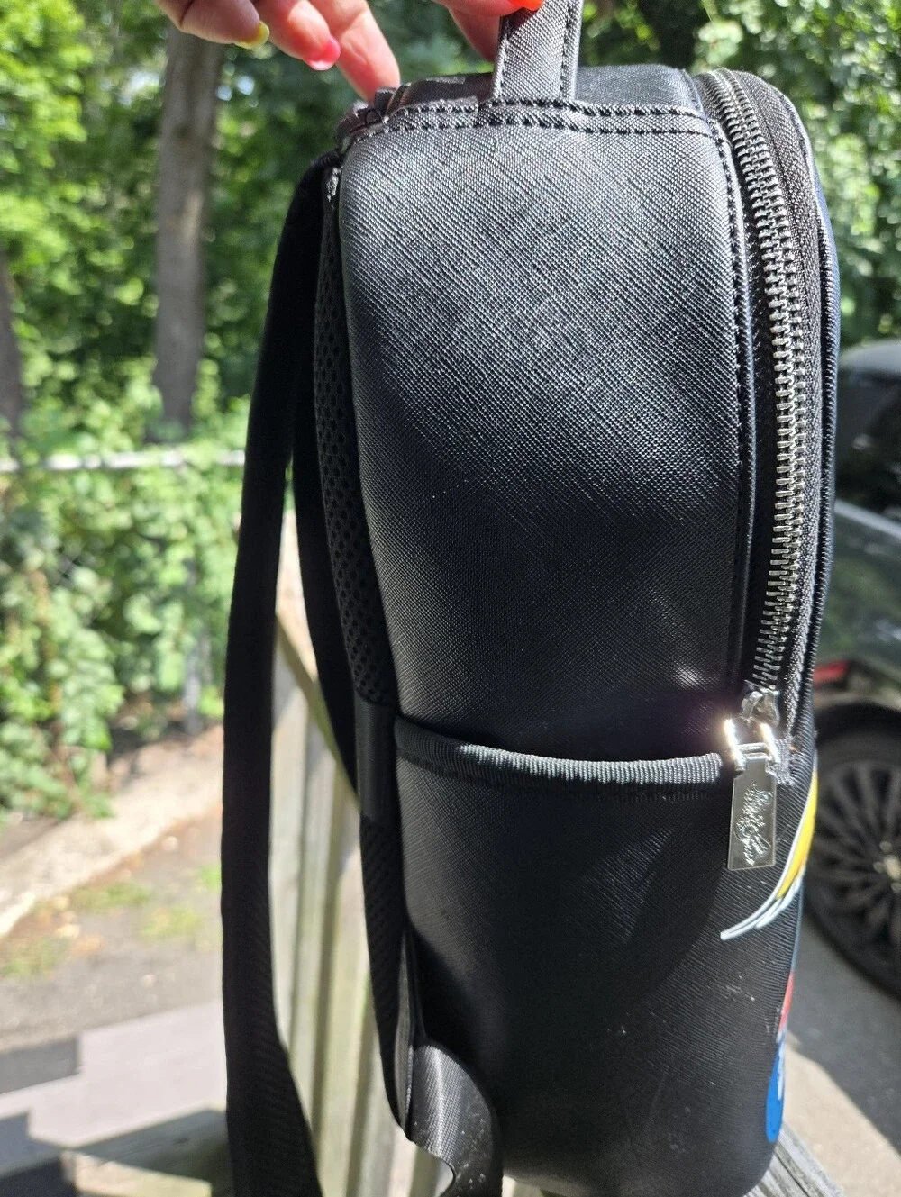 Von Dutch Black Backpack with Red & Yellow Graphic Patches
